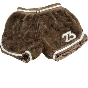 Tricki faux fur drawstring shorts